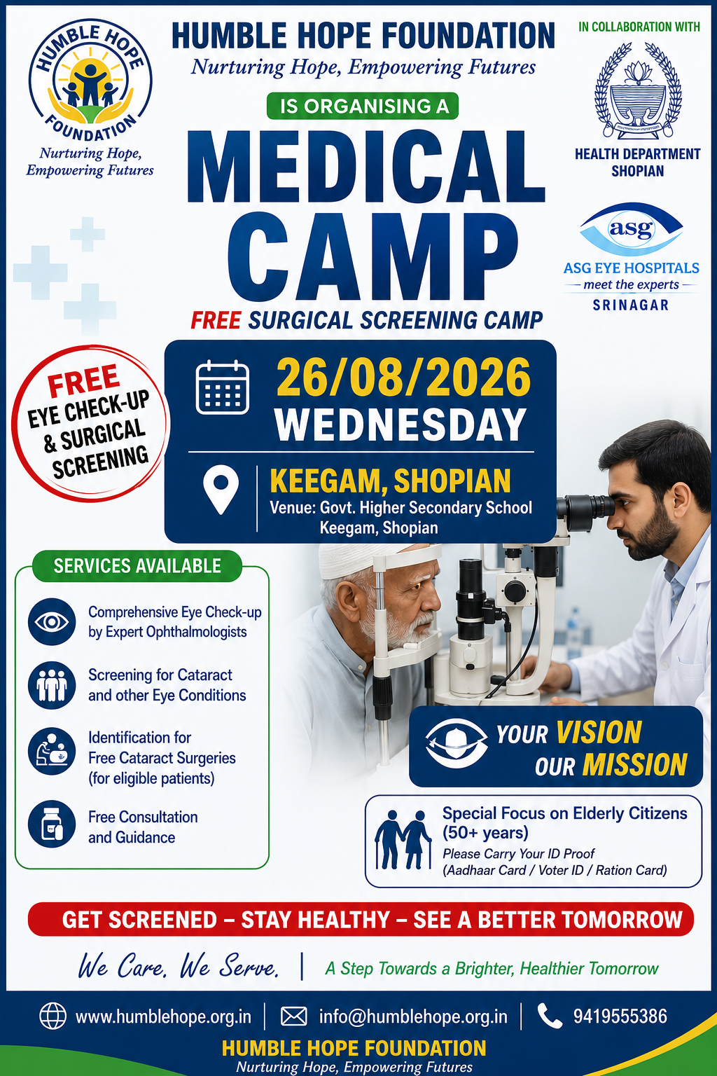 Free Medical Camp & Surgical Screening Camp at Keegam, Shopian